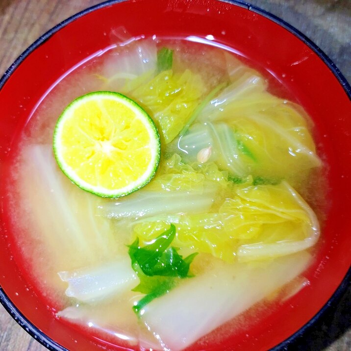毎日のお味噌汁285杯目*白菜、水菜、スダチ